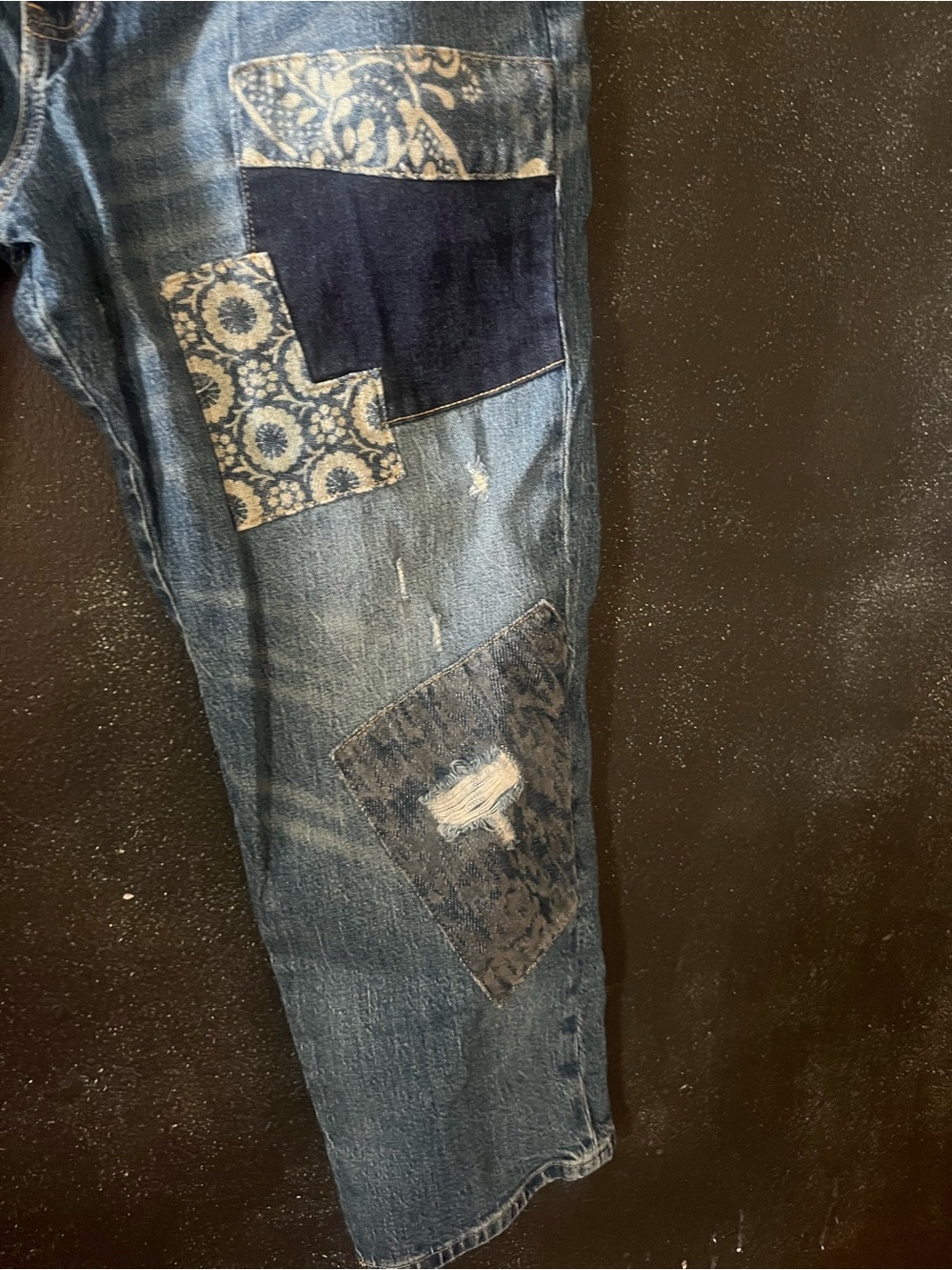 Anthropologie Pilcro The Borrowed Patchwork Bandana Boyfriend Jeans Size 31P - Picture 3 of 7